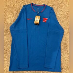 Nike Dri Fit Ole Miss Rebels 1/4 Zip Coaches Pullover Mens M Powder Blue